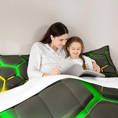 Miniatura 2 de Juego de edredón geométrico de panal tamaño Queen, juego de ropa de cama de retazos hexagonales abstractos para decoración de habitación de niños,