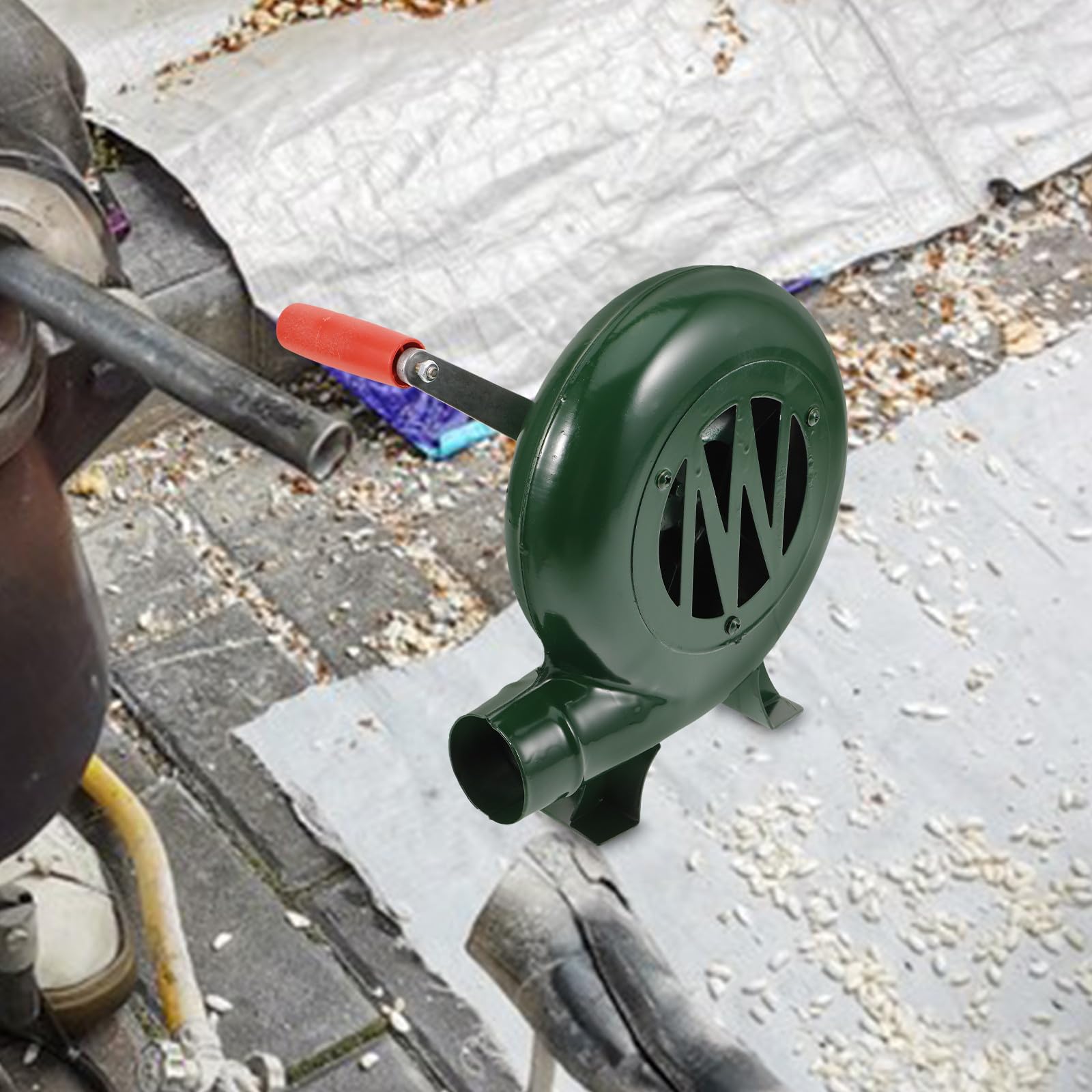 Ventilatore Manuale per Barbecue da Esterno, Ferro Verde Portatile