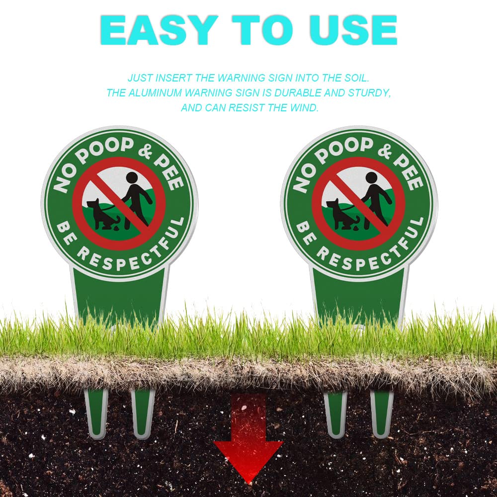 2 cartelli di divieto di pipì per cani, scritta in lingua inglese “No Poop and Pee, Be respectful”, double-face, per giardino e cortile, 30 x 15 cm