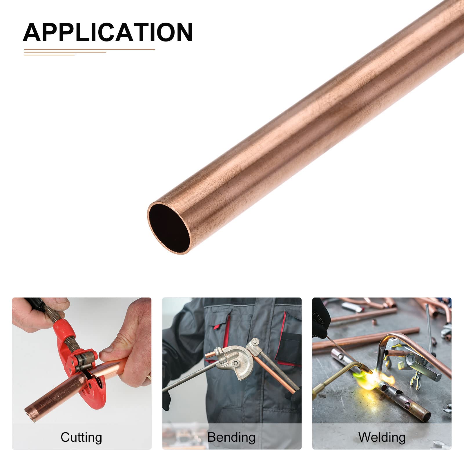 Lot De 4 Tubes En Cuivre - 22mm X 1mm X 100mm - Pour Bricolage, Décoration, Modélisme - Sans Soudure, Surface Lisse - 12
