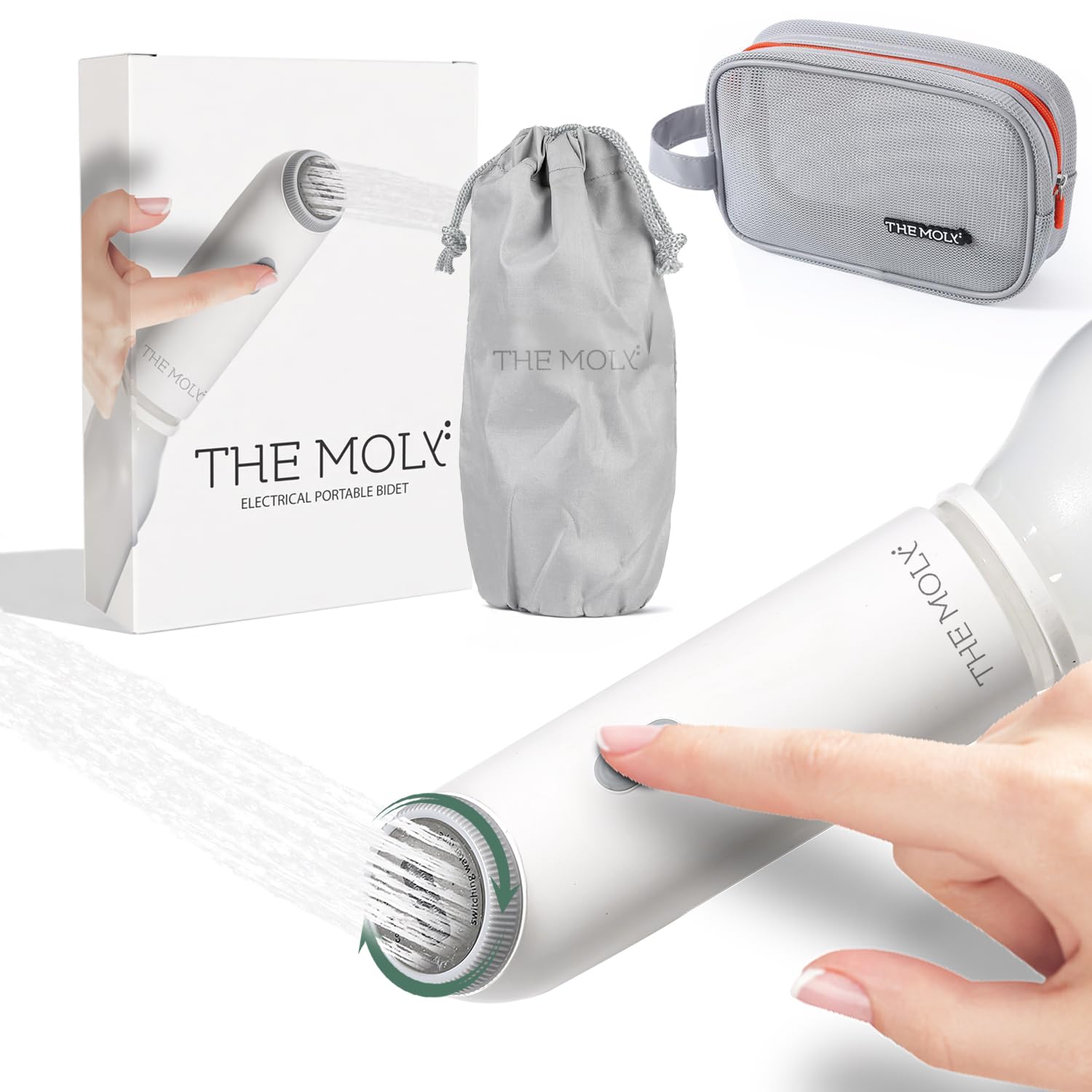 THE MOLY® premium Portable Electric Bidet with bottle and handbag, Rechargeable Shattaf travel essentials and camping sprayer for personal hygiene, attachment for toilet with accessories, شطاف المسافر