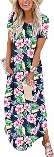 ANRABESS Womens Summer Maxi Dress Short Sleeve Casual Loose Long T Shirt Dresses Split Vacation Beach Sundress Travel Outfits