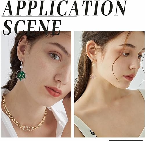 Miniatura 5 de SUNNYCLUE 1 caja de 36 piezas de 3 tamaños de dijes de marco hueco con parte trasera abierta, dije de marco de flores prensadas, dije geométrico a