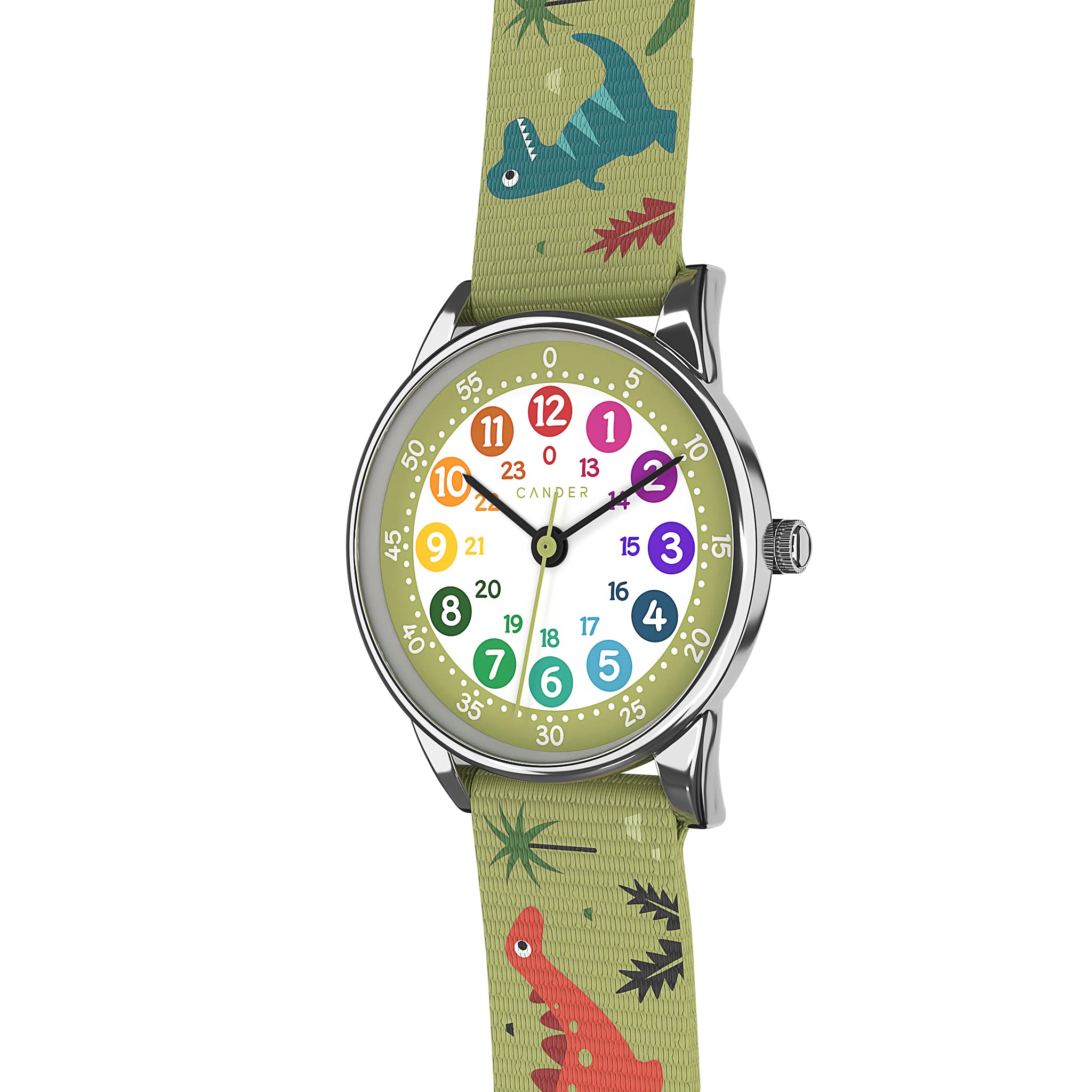 Cander Berlin MNA 1230 D Kinderarmbanduhr Kinderuhr Armbanduhr Junge Mädchen Dinosaurier Lernuhr wasserdicht
