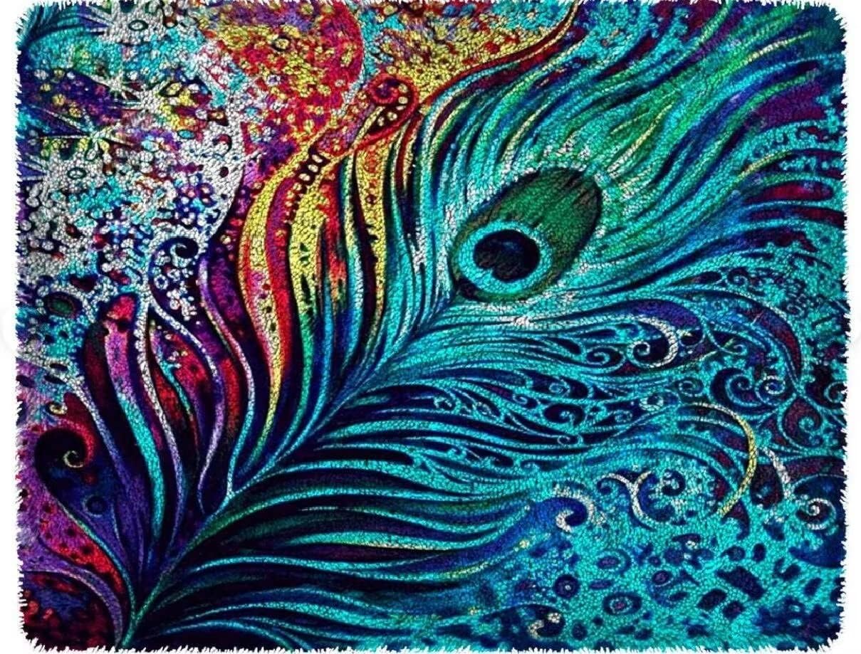 clubevy Latch Hook Kit,Peacock Pattern Latch Hook Rug Kits for Adults Kids, Home