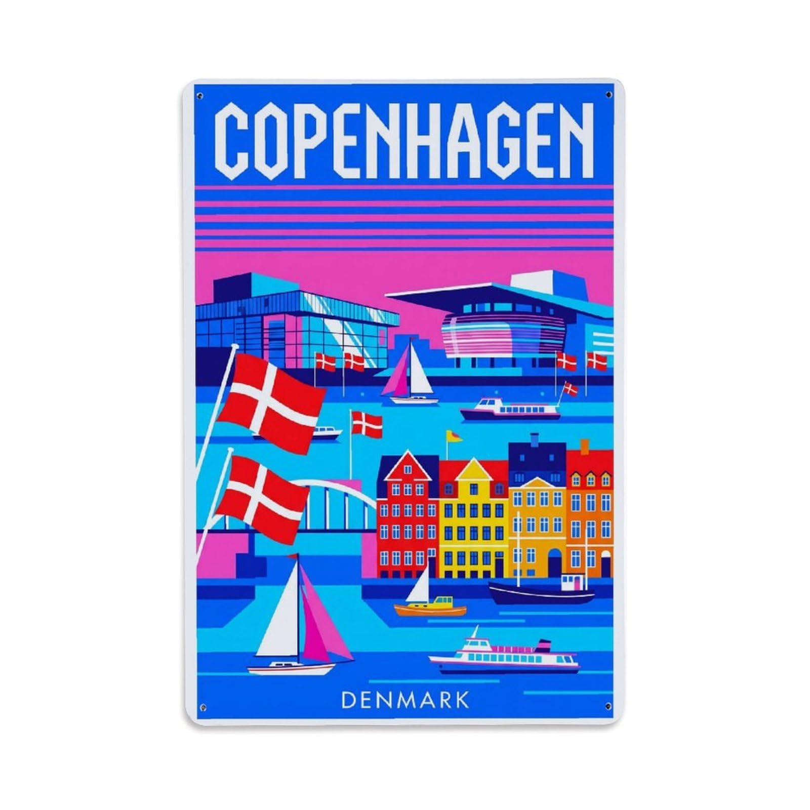 Este 8X12inch Style Vintage Travel Copenhagen Denmark Holiday Metal Tin Sign