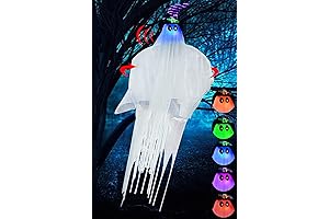 [Body Rotating & Talking] 67 Inch Halloween Animatronic Hanging Ghost with Spooky...