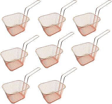 Mini French Fries Baskets Mesh Square French Fries Basket Holder Stainless Steel Display Baskets Suitable for French Fries Onion Rings Chicken Wings
