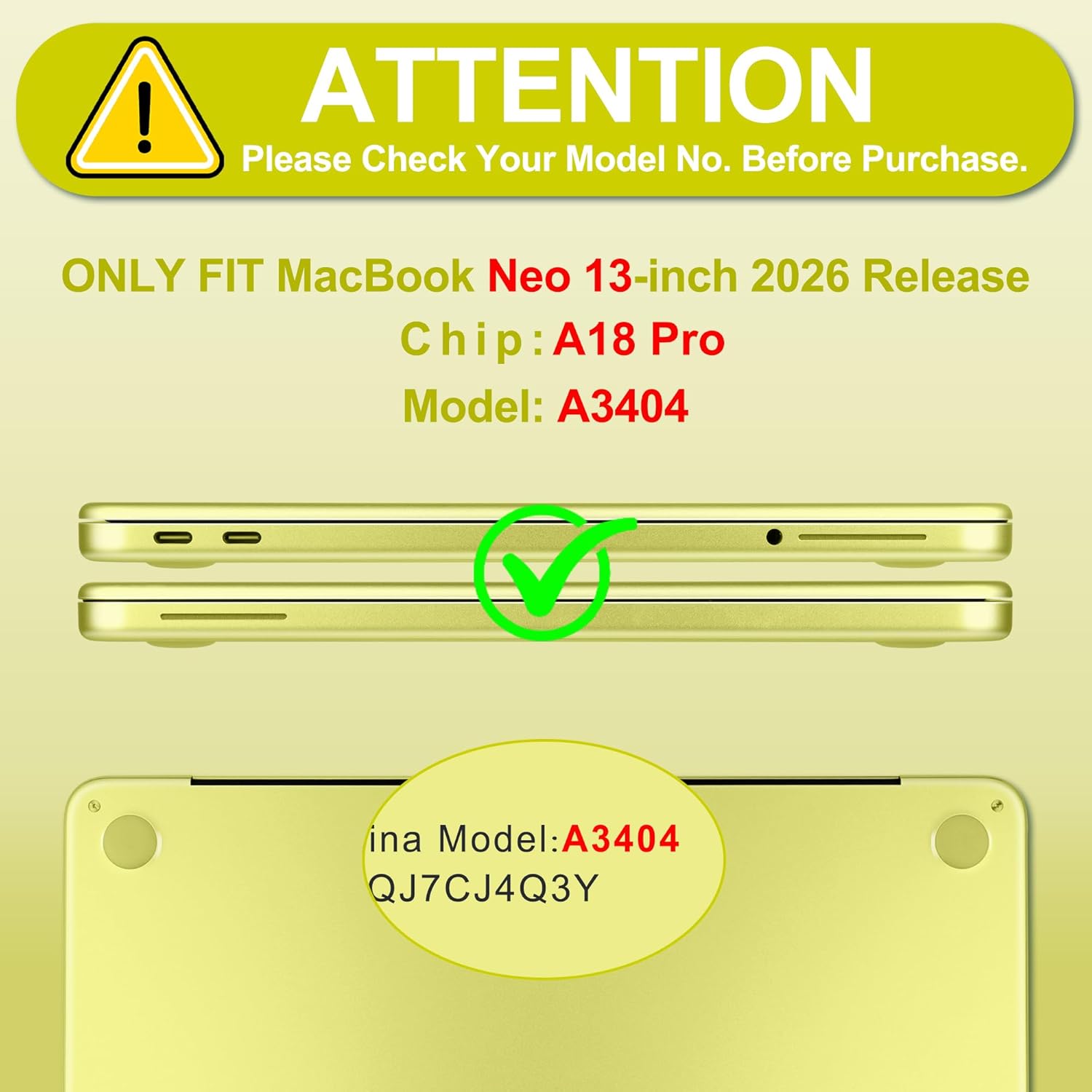Batianda 4-in-1 Clear Case for New MacBook Neo 13 inch 2026 Release Model A3404, Ultra-Thin High Transparency Hard Shell Cover with Keyboard Skin, Screen Protector, USB-C Adapter, Crystal Citrus