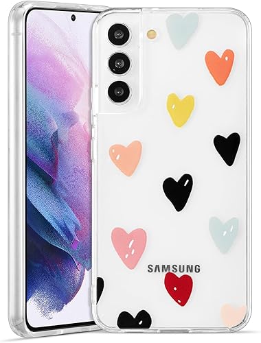 ZTOFERA Compatible con Samsung Galaxy S22 Plus 5G, funda protectora transparente con bonito diseño de corazón en relieve para mujeres y niñas,