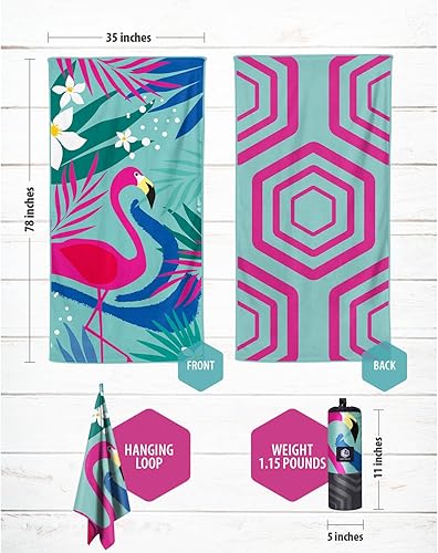 Vista 74 de VENTURE 4TH Toalla de playa de microfibra: secado rápido, compacta, sin arena, absorbente, a prueba de arena y ligera, perfecta para camping, playa