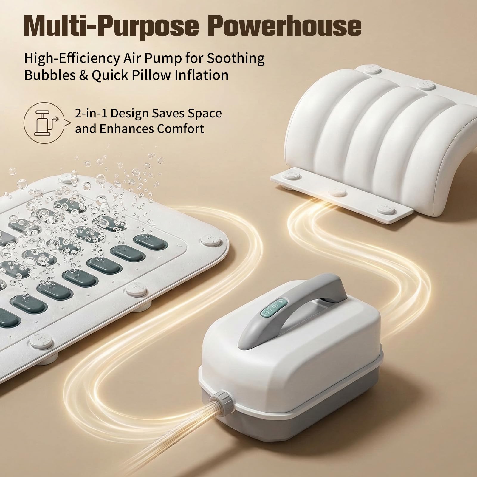 Alfombra Masaje Bano SPA Portatil Banera Control Remoto 6 Niveles Intensidad Tapete Burbujas Aire Ventosas Cojin Inflable Bomba de Aire Integrada Relax