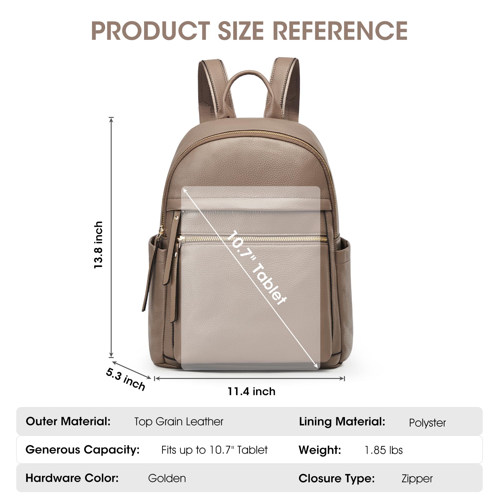 Kattee Mochila de Cuero Genuino para Mujer Elegante Multifuncional Bolso de Hombro