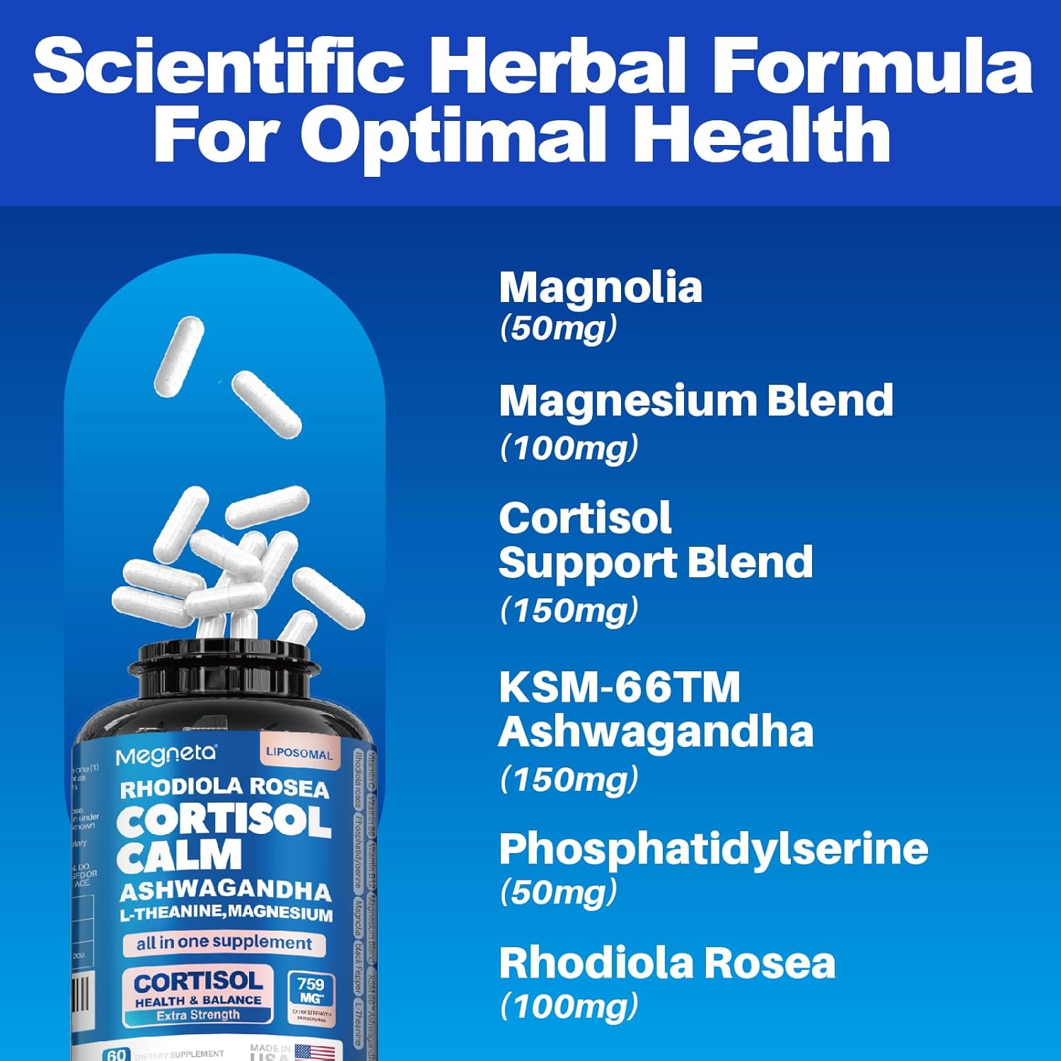 16-in-1 Cortisol Balance & Sleep Support for Women & Men – Natural Calm Formula with Magnesium, Ashwagandha & L-Theanine – Supports Restful Sleep, Relaxation, Focus & Healthy Cortisol Levels