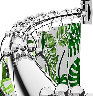 Curved Shower Curtain Rod for Bathroom, 40-72 Inches Adjustable Curved Shower Rod, 0.9MM Rustproof Shower Curtain Rod with Rotating Brackets for Extra Shower Space, Need to Drill, Chrome