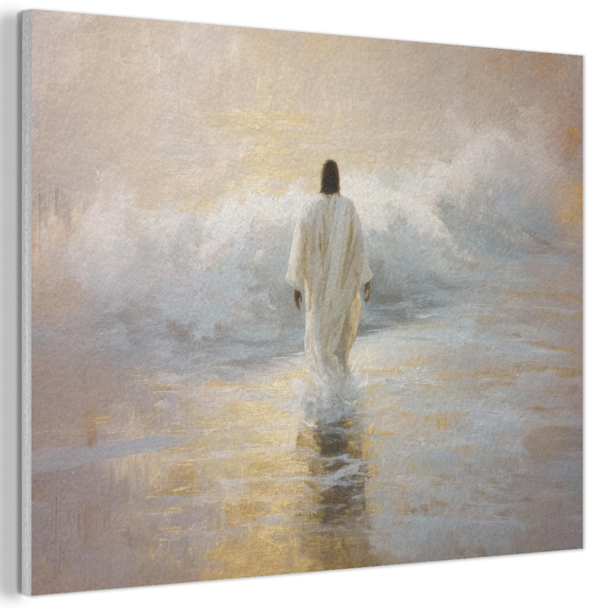 MuchoWow© Felt Panel 100x70 cm Framed Design Print Accent Interior Wallart Decoration Wall Art Painting - Wave - Jesus - Abstract