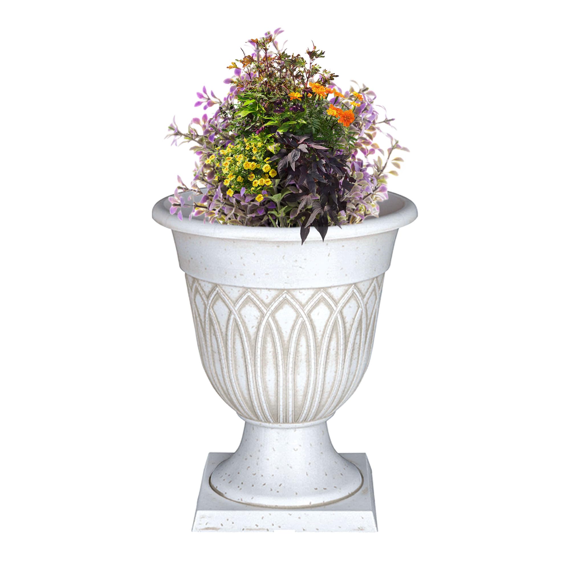 SG Traders Large Urn Plant Pot Stand, Flower Pots Outdoor Garden Planters, Indoor Plant Pot, Tall Planter with Drainage Holes, Strong Plastic Patio Home Plants,