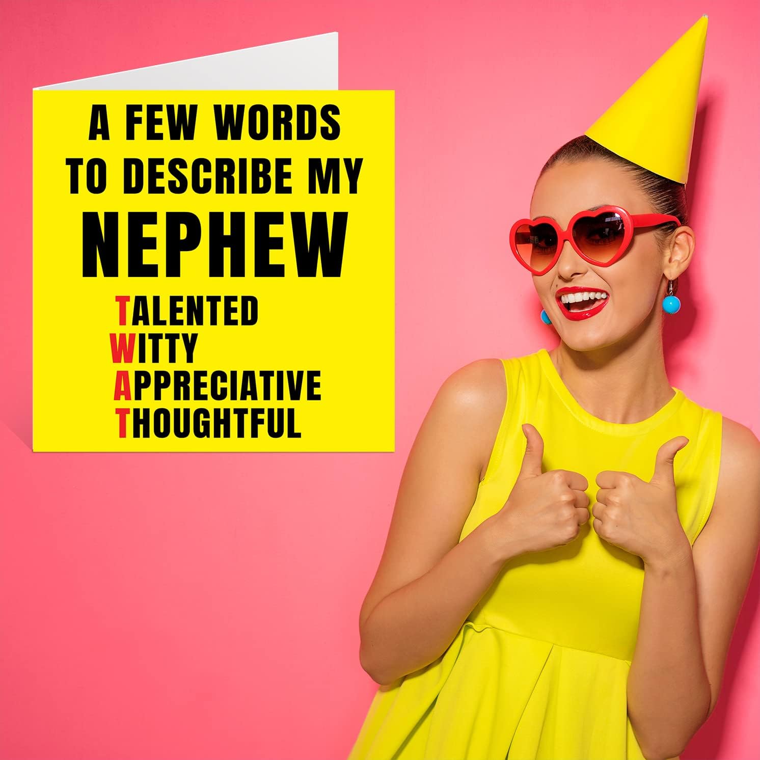 Stuff4 Rude Birthday Cards for Nephew - Few Words Describe Tw*t - Joke Happy Birthday Card for Nephew from Aunt Uncle, Birthday Gifts, 5.7 x 5.7 Inch Offensive Greeting Cards Gift for Nephew