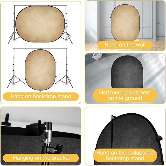 Kate Collapsible Backdrop Pop Up Photo Backdrops Grey Beige Portable Background for Headshot, for Portrait Photography, for Video, 5x6.5ft