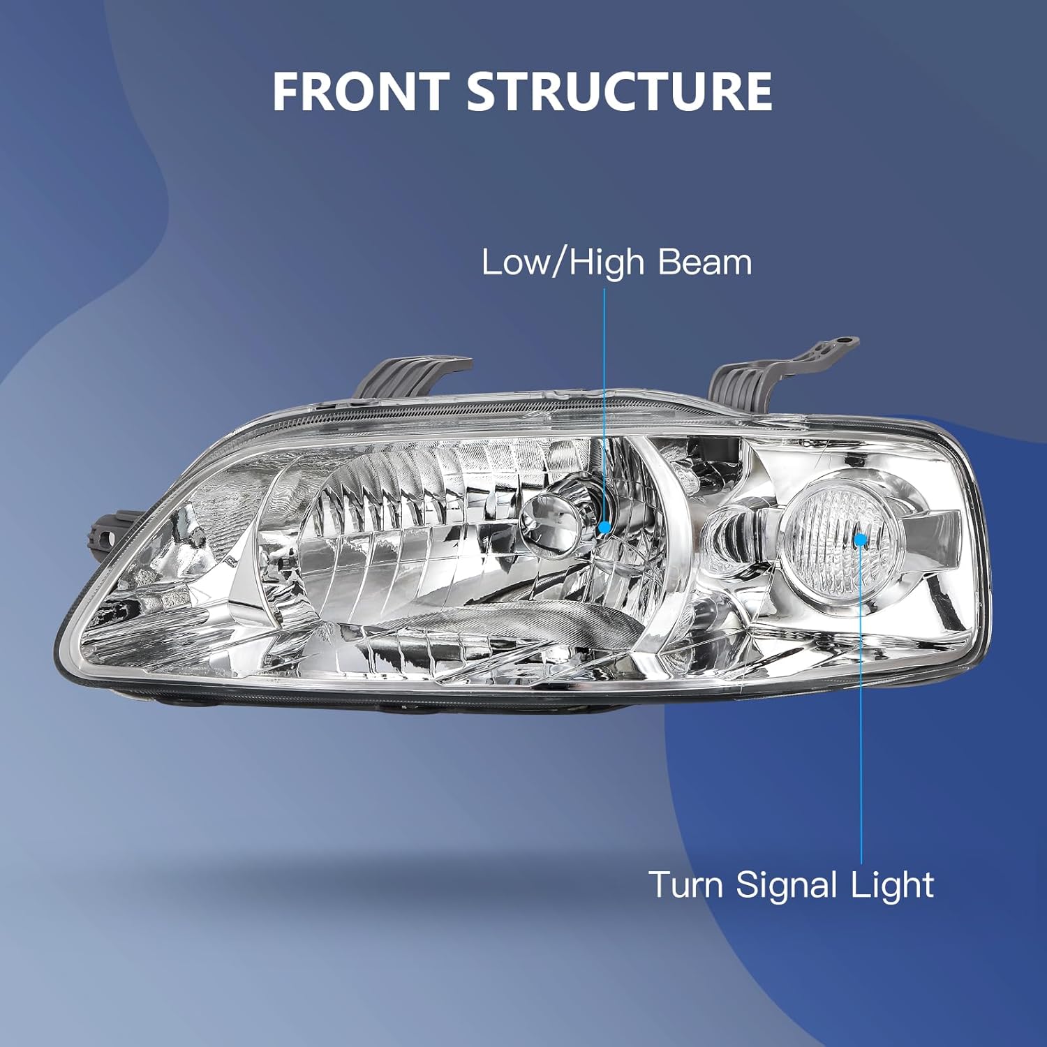 ECCPP Headlight assembly Fit 2004-2008 for Chevy AVEO Titanium Clear Chrome Housing Pair Headlights GM2502241