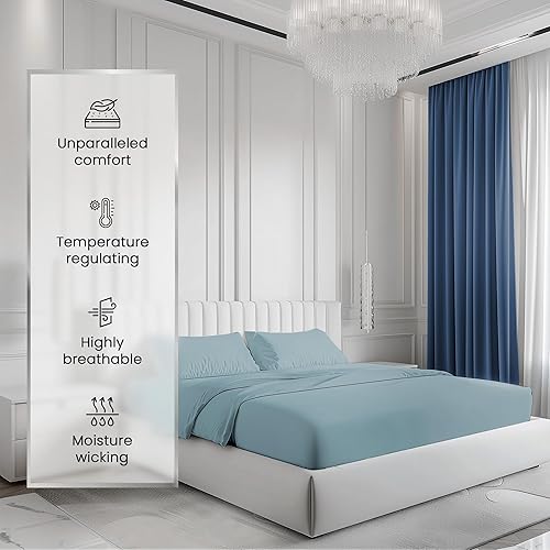 Miniatura 4 de Juego de sábanas 100% algodón para cama King, juego de sábanas certificadas de 1000 TC con bolsillo profundo, juego de sábanas y fundas de almohada