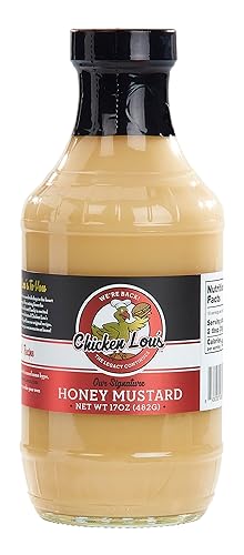 Honey Mustard de Chicken Lou's, (16 onzas líquidas), aderezo cremoso con sabor a miel, suave y dulce, todos los ingredientes naturales, aderezo para