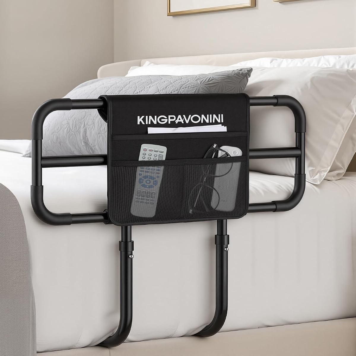 Bed Rail with Extendable Handle 350 LBS Capacity, Model BS09 | ASTM-Approved, Adjustable Bed Rails for Elderly Adults Safety, Tool-Free Bed Cane for Seniors & Post Surgery, Storage Bag