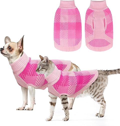 BEAUTYZOO Suéter de punto para perros pequeños y medianos, cachorros, niñas, niños, ropa de cuello alto para perro, suéter de gato, ropa cálida y