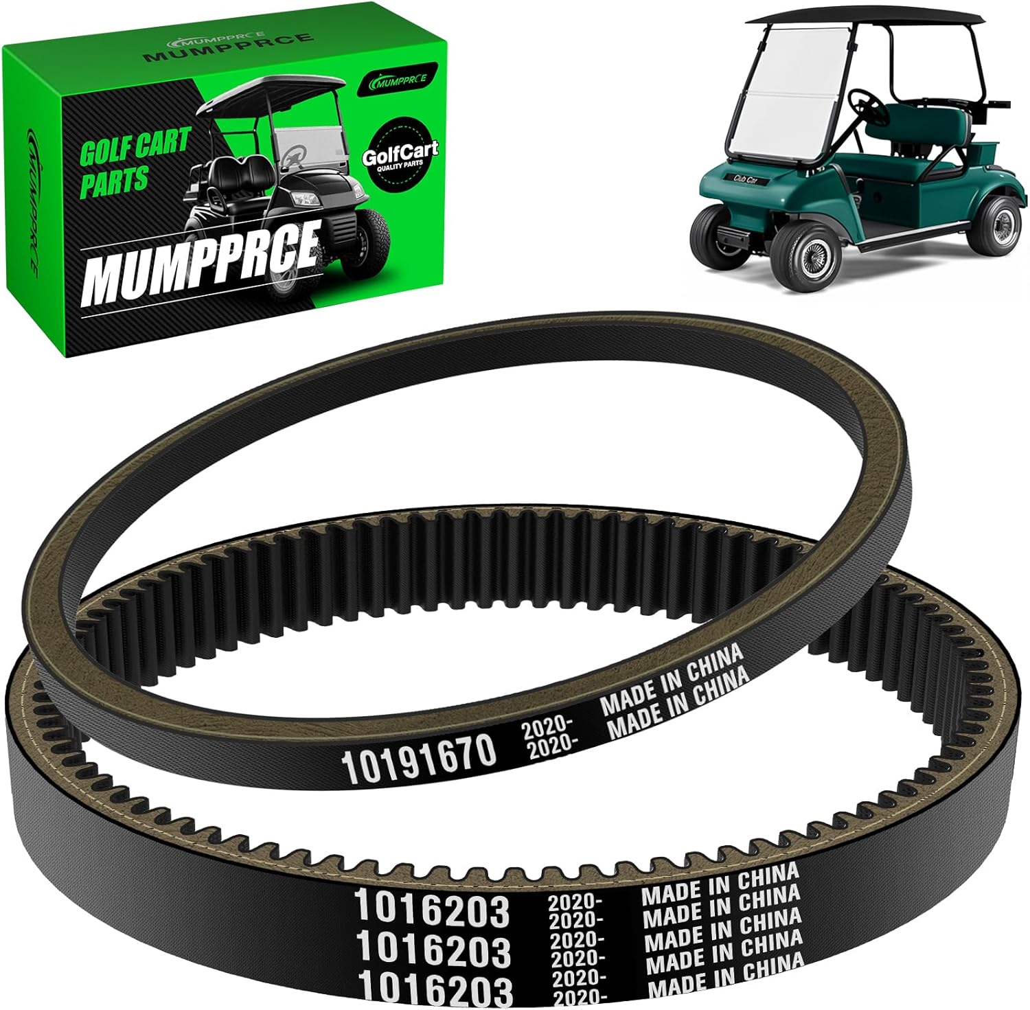 Club Car Clutch Drive Belt & Starter Generator Belt Fits Club Car DS 1997-UP and Precedent 2004-UP Gas Golf Cart, Golf Cart Drive and Starter Belt Kit Replace OEM# 101916701 1016203