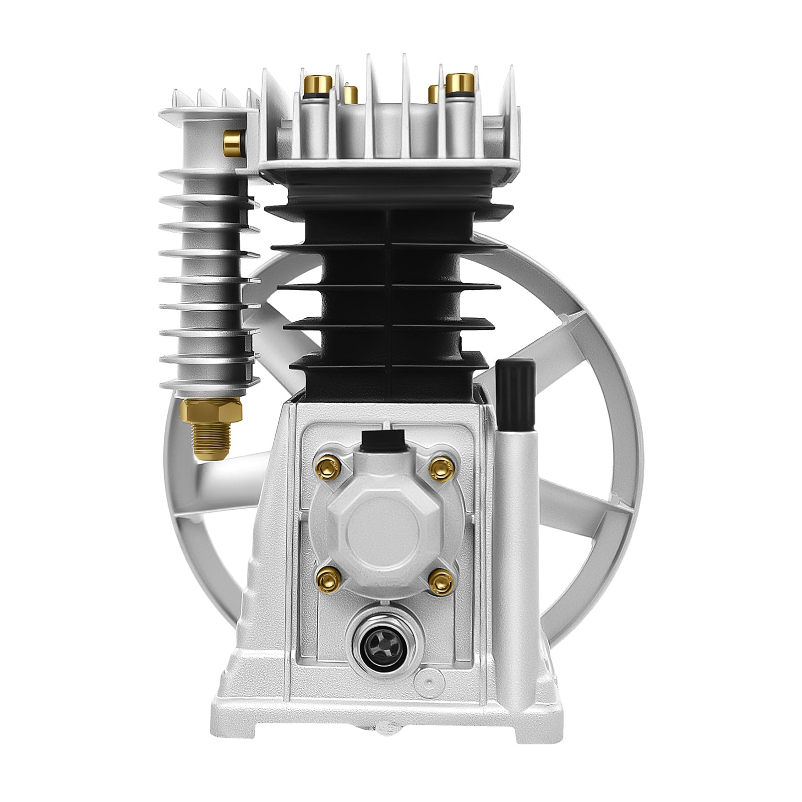 Cabeza de bomba compresora de aire de 2HP con 200L/min y 0,8-1 MPa de presión, compresor de aire de pistón de bomba de 1500W engrasado con aceite de dos cilindros, cabeza de compresor de aire de