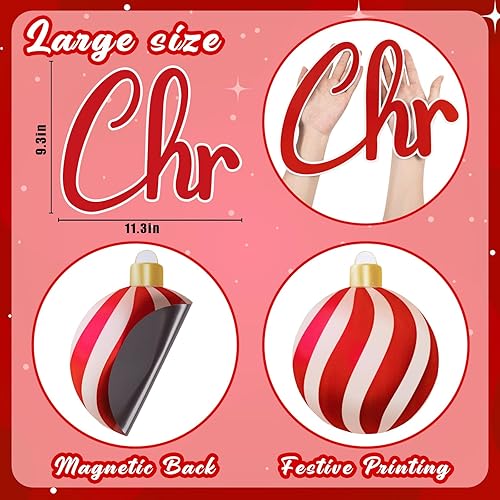 Vista 106 de 90shine 32 imanes navideños para decoración de puerta de garaje, bola de Navidad, refrigerador y cocina (rojo, verde, dorado)