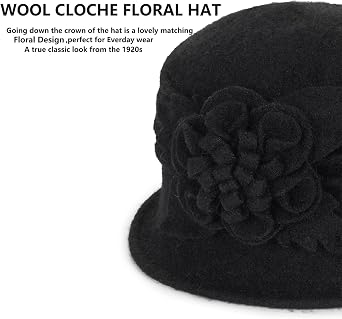 XuoAz Womens Winter Hat 1920s Wool Cloche Hat for Women Ladies Crushable