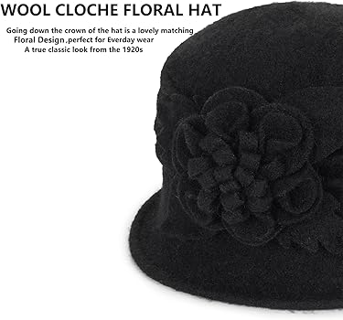 Fancet Ladies Cloche Round Hat 1920s Fedora Bucket Vintage Winter Cap Flower Accent for Women, 69160_Camel, M