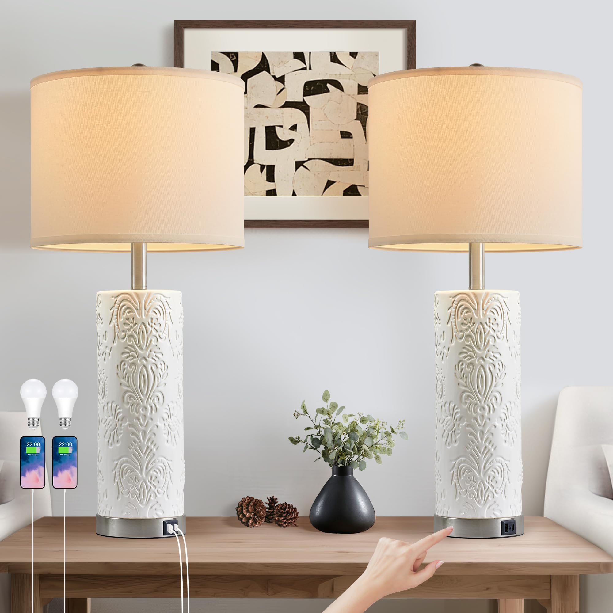 フロアスタンド Arles White Desk Lamp (Set of 2) SRJJA 28
