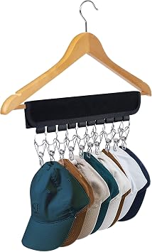 Hat Organizer Holder for Hanger & Room Closet, 1Pack Hat Rack Storage Clips, for Hang Baseball Hats Rack, Ball Caps, Winter Beanie & Accessories, Not Including Hangers & Hats 1PC Black