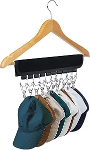 Hat Organizer Holder for Hanger & Room Closet, 1Pack Hat Rack Storage Clips, for Hang Baseball Hats Rack, Ball Caps, Winter Beanie & Accessories, Fits All Hangers (1PC Black)