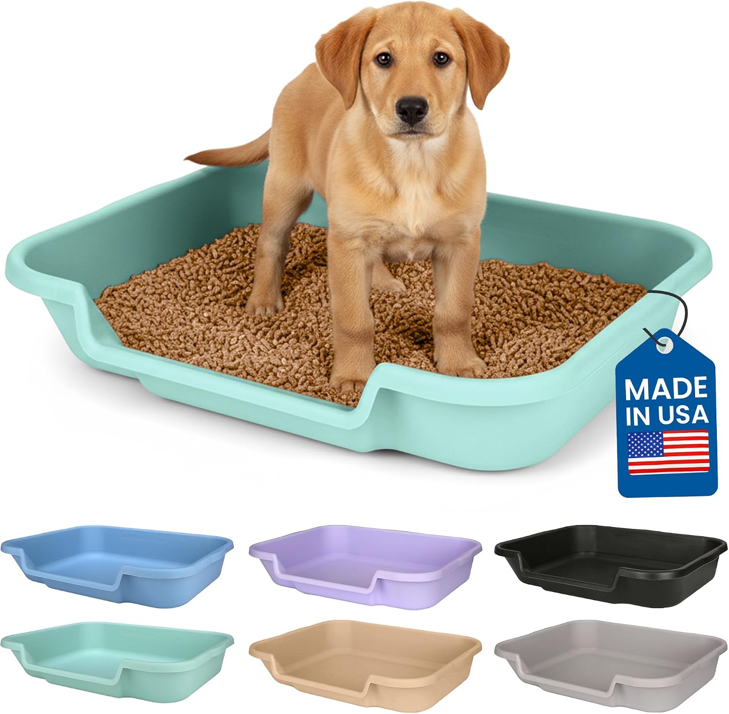 Large Dog Indoor Litter Box Up to 20 Lbs, Misty Gray image 2