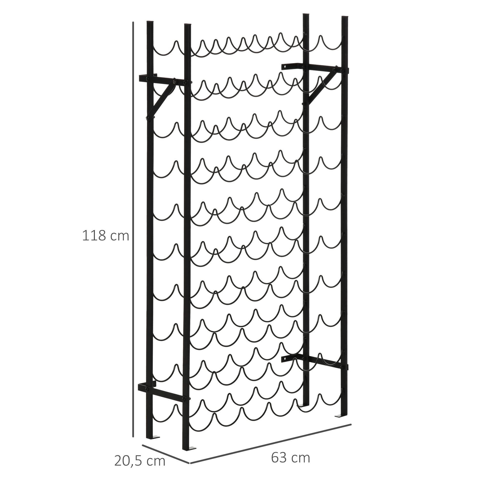 HOMCOM Botellero para 60 Botellas de Vino, Soporte para Pared, Metal, Color Negro