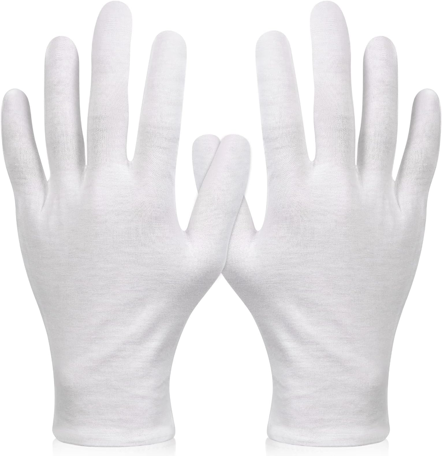 Paxcoo 6 Pairs XL White Cotton Gloves for Dry Hand Moisturizing Cosmetic Eczema Hand Spa and Jewelry Inspection