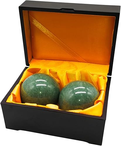 Miniatura 2 de Bolas de Baoding de piedra verdosa de 2", herramienta de ejercicio de mano
