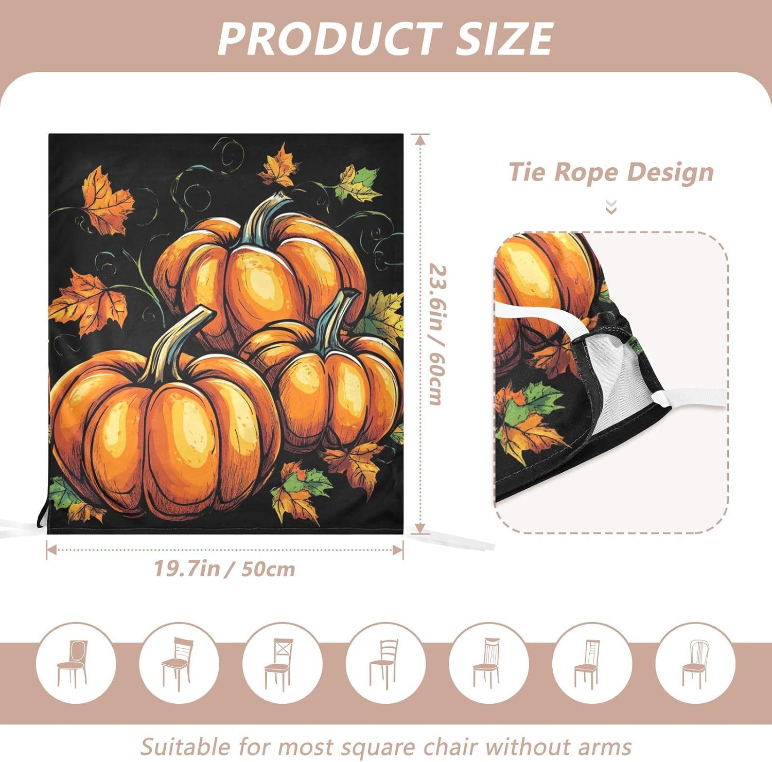 ALAZA Vintage Pumpkins Chair Back Cover Set of 6, Washable Reusable Removable Chair Slipcovers Decorative Chair Cover for Home Kitchen Wedding Party