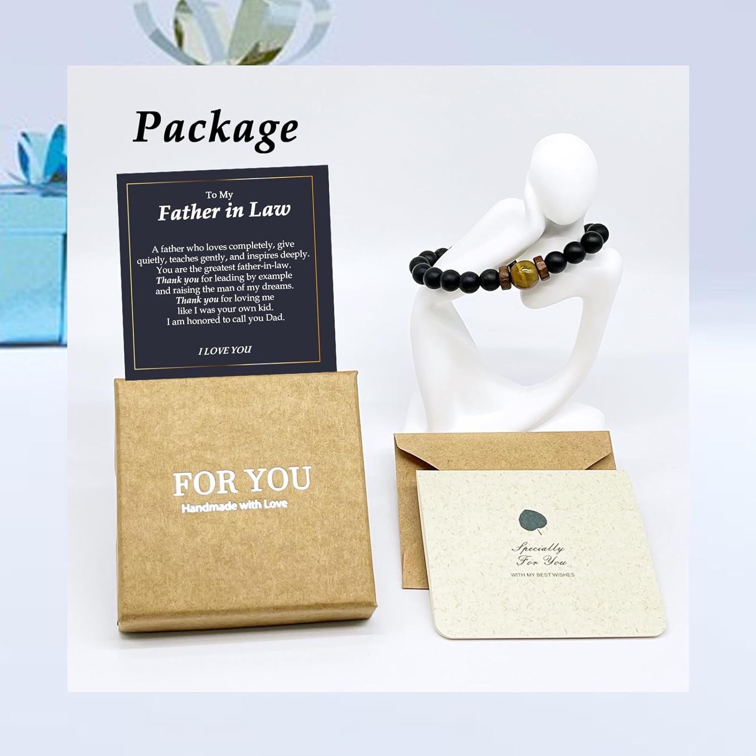 Gifts for Mens Boy Dad Husband Brother Boyfriend Son Uncle Nephew Grandson Grandpa Son in Law Stepdad New Dad, Tiger Eye Beaded Bracelet Gifts for Birthday Fathers Day Graduation Christmas Presents - Image 3