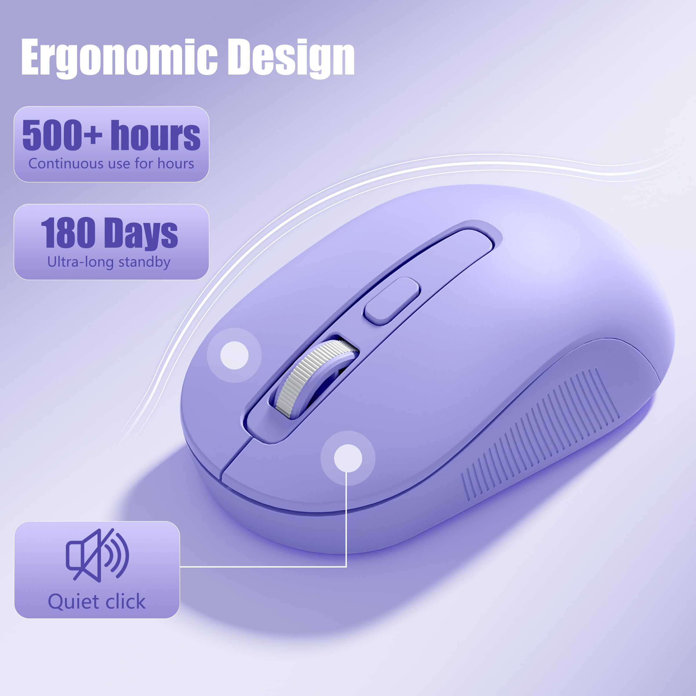 Hamile Ensemble clavier et souris sans fil – Repose-poignet amovible, support de téléphone/tablette, clavier rétro de style machine à écrire, touches rondes colorées, sans fil 2,4 GHz pour Windows/Mac