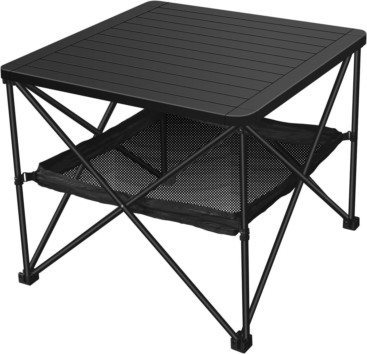 AnYoker Camping Foldable Square Table with Storage Carry Bag, Small Folding Picnic Table, Portable Beach Table, Lightweight Outdoor Side Table FZ (Black, S) Black Small