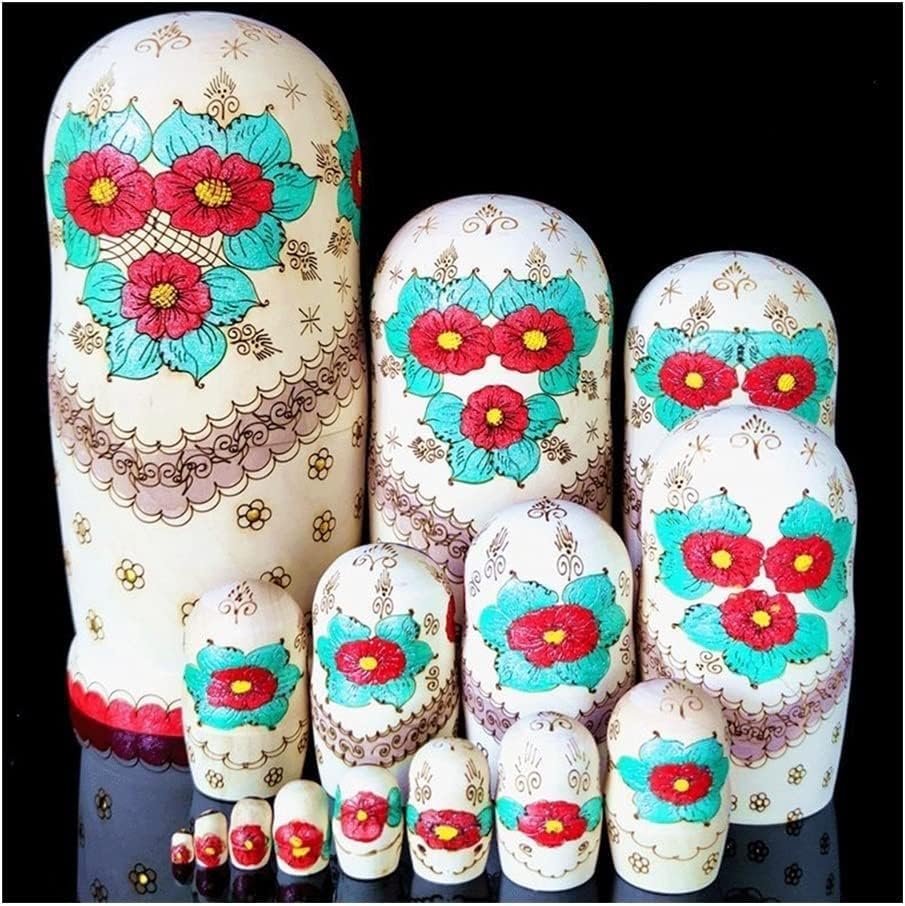 Stacking Dolls Russian Nesting Doll 15-Piece Colorful Stacking Toy Basswood Handmade Creative Matryoshka Decoration Decoration