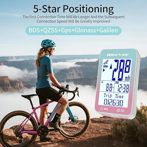 Miniatura 5 de GPS Ordenador de Bicicleta Inalámbrico con Inicio/Parada Automática y Retroiluminación Automática, Bicicleta Odómetro IPX7 Resistente al Agua MPH