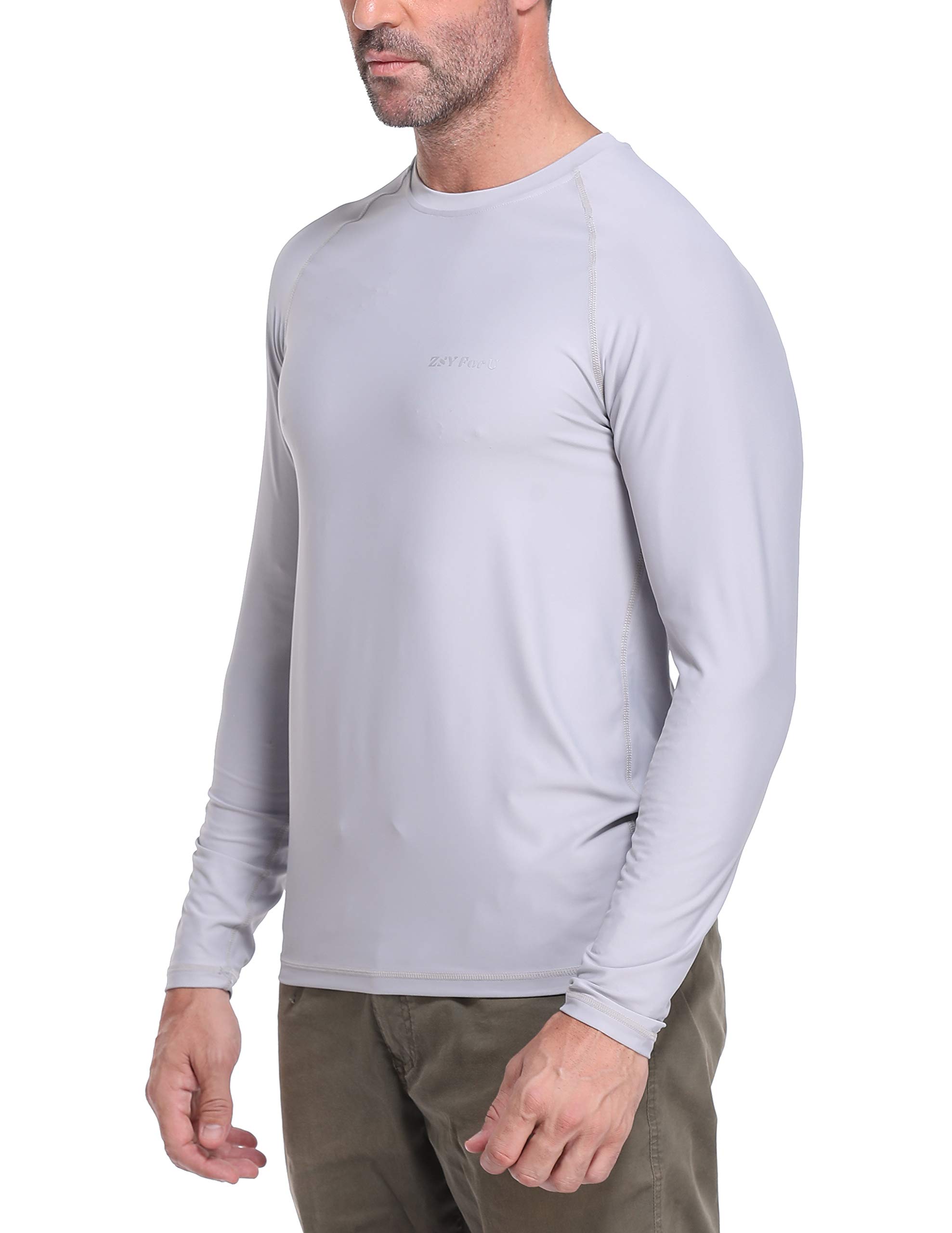 ZSY FOR U Men's UPF 50+ Sun Protection Outdoor Long Sleeve Performance Dry-fit T-Shirt (Grey, XL)