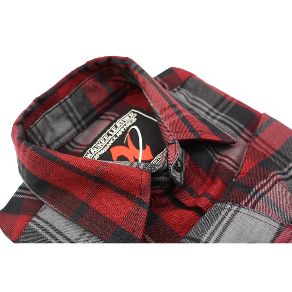 Milwaukee Leather MNG11652-Camicia in Flanella da Uomo, Colore: Nero/Grigio/Rosso