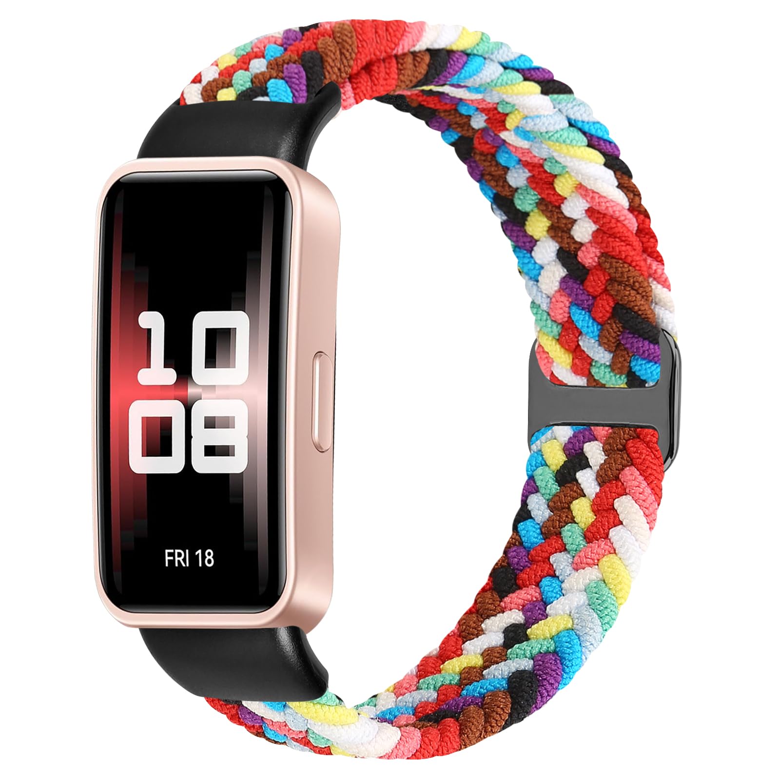 KIBDSNG Braided Watch Strap Compatible with Huawei Band 10/Huawei Band 9/Huawei Band 8, Elastic Adjustable Nylon Replacement Strap for Huawei Band 10/9/8 for Women Men