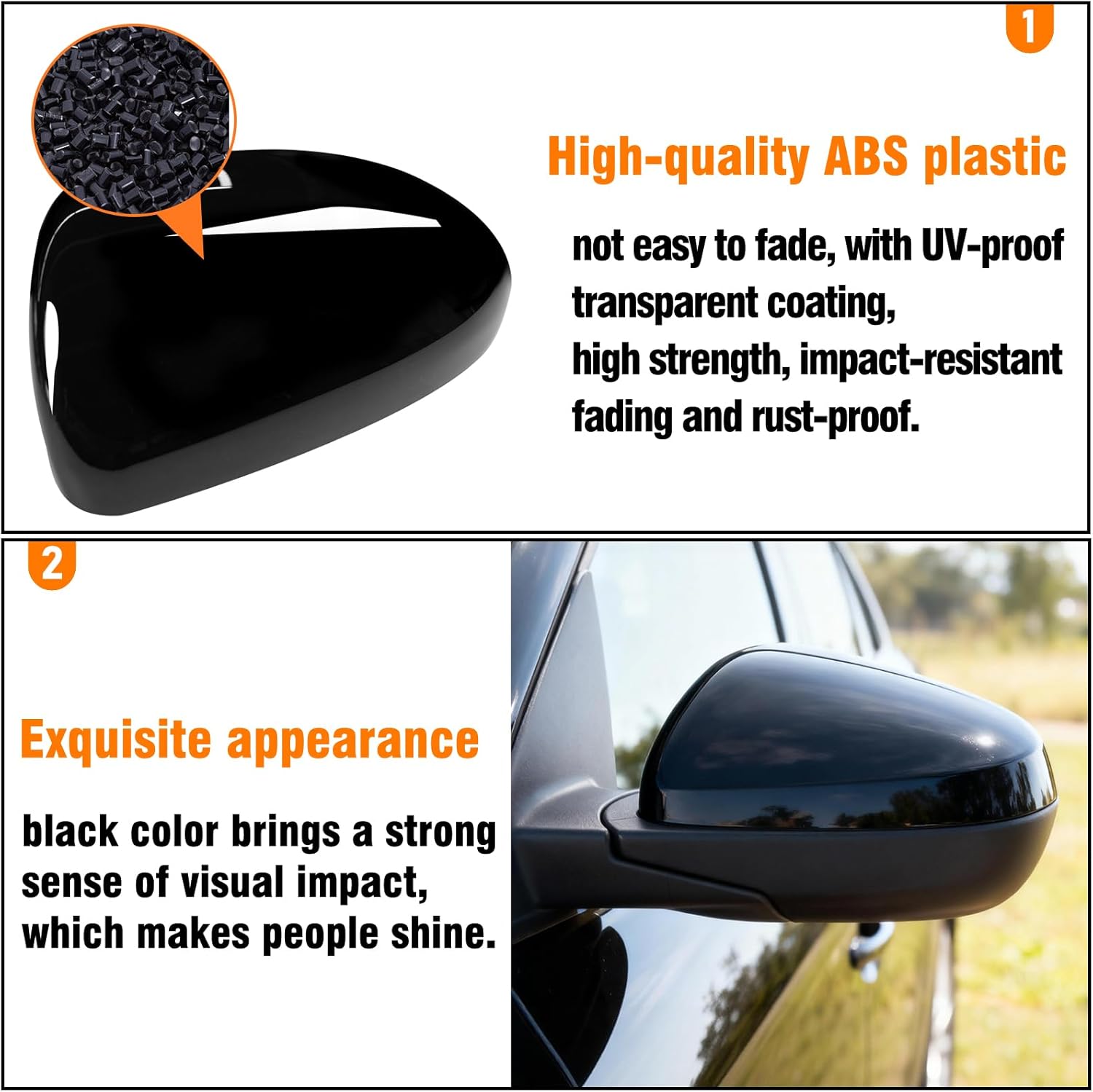 OWITAI Compatible with Chevrolet Cruze Left Driver Side Mirror Cap Cover 2011-2016, Glossy Black Mirror Cover Replacement Only for US Version Without Turn Signal Light for Cruze Replaces for 95215106